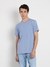Men's Blue Cotton Blend Solid Slim Fit Crew Neck Short Sleeve T-shirt