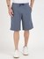 Blue Cotton Blend Solid Loose Fit Shorts
