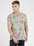 Beige Cotton Blend Printed Polo Neck Polo T-Shirt