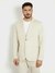 Cream Solid Notched Lapel Full Sleeves Single Breasted Blazer