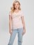 Pink Cotton Blend Embellished Round Neck T-Shirt