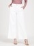 White Solid High-Rise Full Length Bootcut Trouser