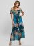 Blue Printed Shoulder Straps Tiered Dress