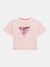 Pink Round Neck Short Sleeves Printed T-Shirt