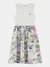 White Round Neck Sleeveless Printed Fit And Flare Dress