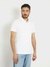 White Solid Polo Collar Short Sleeves T-shirt
