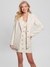 Women White Solid Lapel Collar Full Sleeves Tosca Tweed Blazer