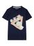 Blue Round Neck Short Sleeves Printed T-Shirt
