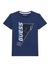 Blue Round Neck Short Sleeves Printed T-Shirt
