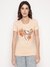 Peach Printed Round Neck T-Shirt