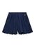 Blue Solid Pleated Shorts