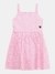 Pink Shoulder Strap Sleeveless Embroidered Gathered Dress