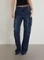Women's Blue Cotton Solid Regular Fit Cargo Jeans
