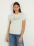Mint Pure Cotton Embellished Round Neck T-Shirt