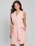 Pink Solid V-Neck Sleeveless A-Line Dress