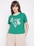 Guess Women's Green Embroidered Crew Neck Short Sleeves T-Shirt