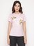 Pink Printed Round Neck Zoey Artisan Jersey T-Shirt