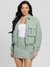 Guess Women's Green Solid Collared Long Sleeves Jacket