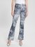 Guess Women's Blue Printed Mid-Rise Bootcut Leg Jeans