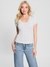 Guess Women's Grey Solid Scoop Neck Short Sleeves T-Shirt
