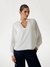Guess Women White Solid Mandarin Collar Long Sleeves Top