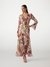 Guess Women Multi Floral Print Tie-Up Neck Long Sleeves A-Line Maxi Dress