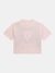Pink Round Neck Short Sleeves Embellished T-Shirt