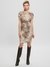 Guess Women's Beige Printed Round Neck Short Sleeves Bodycon Dress