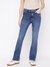 Guess Women's Blue Washed Mid-Rise Slim Fit Jeans