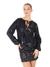 Guess Women Black Sequined Tie-Up Neck Long Sleeves Top