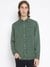 Guess Men's Green Solid Spread Collar Long Sleeves Shirt