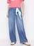 Guess Women's Blue Washed Mid-Rise Relaxed Fit Jeans