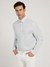 Blue Polyester Blend Solid Spread Collar Shirt
