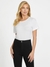 True White Solid Round Neck Short Sleeves T-Shirt
