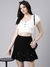 SHOWOFF Women's Solid Off White Fitted Crop Top
