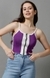 SHOWOFF Women White Colourblocked Shoulder Straps Sleeveless Regular Top