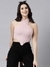 SHOWOFF Women's Solid Peach Fitted Crop Top