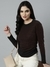SHOWOFF Women's Embellished Brown Fitted Top