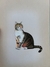 Cat Miniature Painting on Antique Card