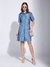 Latin Quarters Women Blue Half Sleeve Shirt Dress