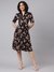 Latin Quarters Women Black Half Sleeve Printed Shirt Dress