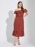 Latin Quarters Women Rust Cap Sleeve Solid Maxi Dress