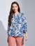 Latin Quarters Women Blue 3/4 Sleeve Printed Straight Tunic