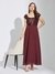 Latin Quarters Women Maroon Cap Sleeve Solid A-Line Dress