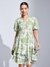 Latin Quarters Women Green Half Sleeve Printed A-Line Dress