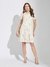 Latin Quarters Women White Half Sleeve Printed A-Line Dress