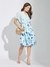 Latin Quarters Women Blue Half Sleeve Printed A-Line Dress