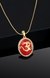 Estele Gold Plated "OM" Designer Pendant with Red Enamel & Crystals for Women