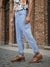 Celio Men Blue Solid Wide Leg Cotton Biker Jeans