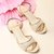 Rocia By Regal Gold Women Net With Diamonds Block Heel Sandals